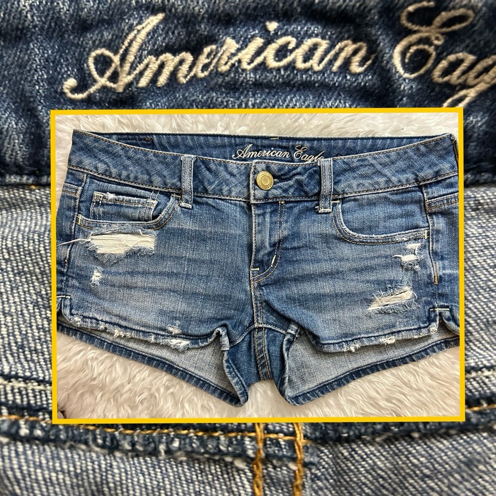 American Eagle Outfitters Distressed Blue Jean Shorts 2